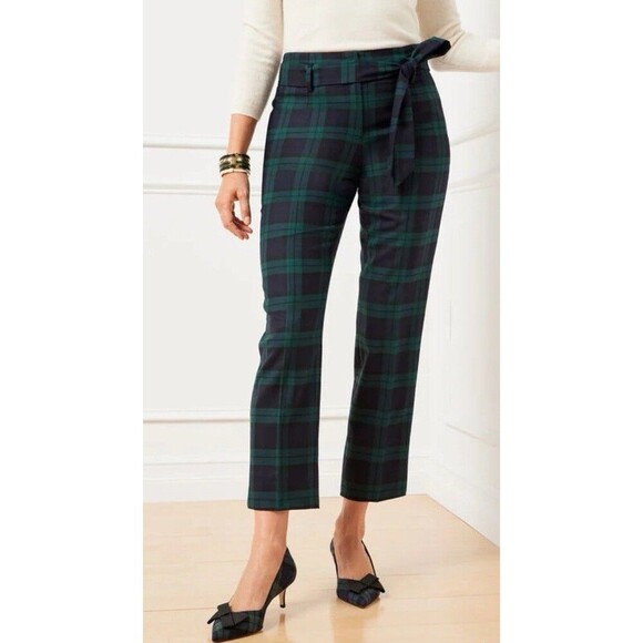 TALBOTS Black Watch Tartan Plaid Hampshire Ankle Pants Women 10 Wool Blend 90s - Picture 1 of 14